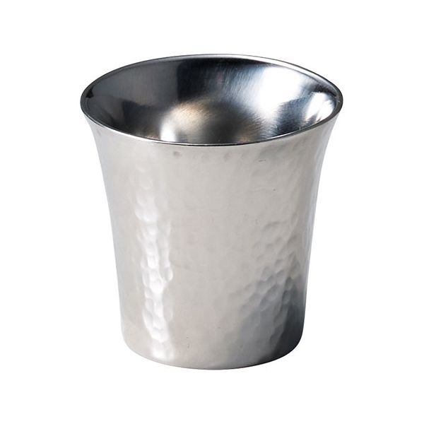 ヤマコー 用美 業務用 ステンレス 槌目 二層ぐいのみ 花びら型 yamaco29081