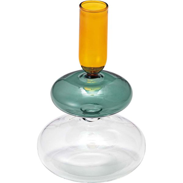 ガラスベース オレンジ＆グリーン （約W10×D10×H15.5cm） 完成品