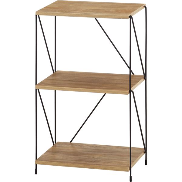 収納棚 オープンラック 約幅420mm 3段 オークナチュラル EZBO ワイヤーラック 組立式 リビング ダイニング インテリア家具【代引不可】