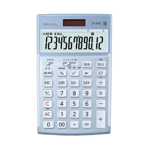 カシオ 本格実務電卓日数&時間計算 12桁 ジャストタイプ ブルー JS-20DC-BU-N 1台 カシオ 本格実務電卓日数&時間計算 12桁 ジャストタイプ ブルー JS-20DC-BU-N 1台