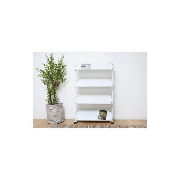 オープンラック 収納棚 約幅80.5cm 4段 ホワイト アジャスター付き スチール 2WAYラック リビング インテリア家具 組立品