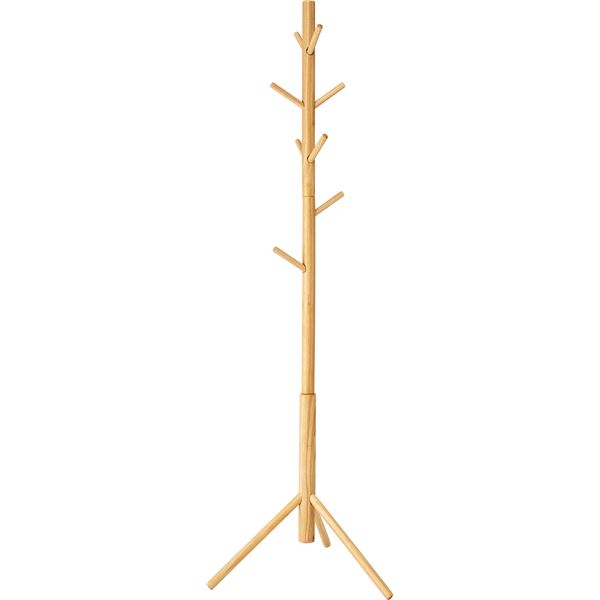 ポールハンガー 約幅50×奥行50×高さ172cm ナチュラル 天然木 ラバーウッドねじ込み式 リビング 収納家具 組立品