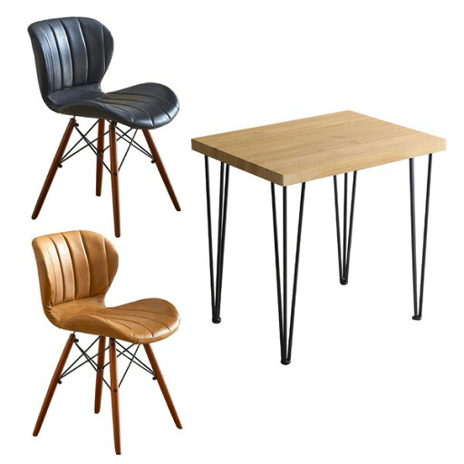 ダイニングチェア ダイニングテーブル 3点セット テーブル幅約75cm:シャビーオーク チェア×2脚:ネイビー×イエロー 組立品【代引不可】 ダイニングチェア ダイニングテーブル 3点セット テーブル幅約75cm:シャビーオーク チェア×2脚:ネイビー×イエロー 組立品【代引不可】