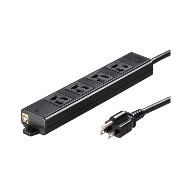 サンワサプライ 工事物件タップ 抜け止め マグネット付 3P・4個口 ブラック 1m TAP-KS4-1BK 1個