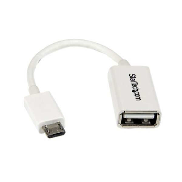 (まとめ) StarTech.com microUSB OTG変換アダプタ 12cm USB A(メス)-USB MicroB(オス) ホワイトUUSBOTGW 1個 【×5セット】