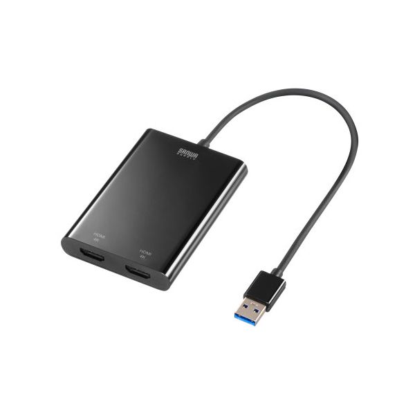 サンワサプライ USB-HDMIディスプレイアダプタ 4K×2画面出力 ブラック USB-CVU3HD6