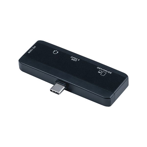 ナカバヤシ PD対応USB3.2 Gen2 2ポートコンボハブ (3.5mm 4極付き) 直接挿せるコンボハブ COM-C3SD152BK