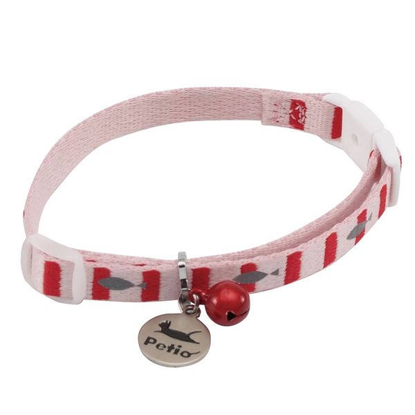 (まとめ)CAT COLLAR フィッシュボーダーカラー ピンク【×3セット】 (猫用品/首輪)