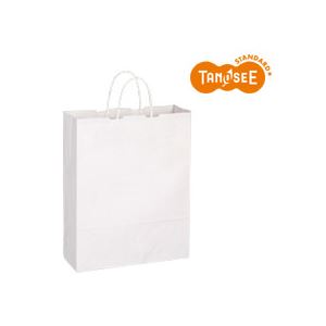 (まとめ)TANOSEE 手提袋 丸紐 白無地・大 50枚入×6パック