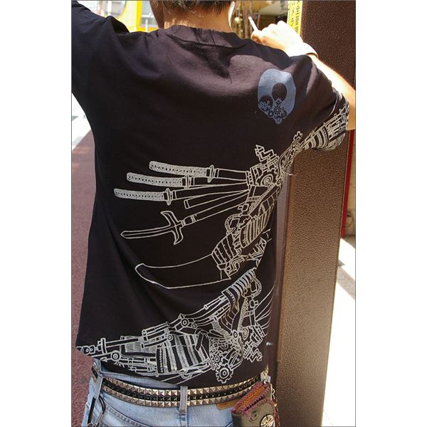 戦国武将Tシャツ 【加藤清正】 XSサイズ 半袖 綿100% ブラック(黒) 〔Uネック おもしろ〕(4)