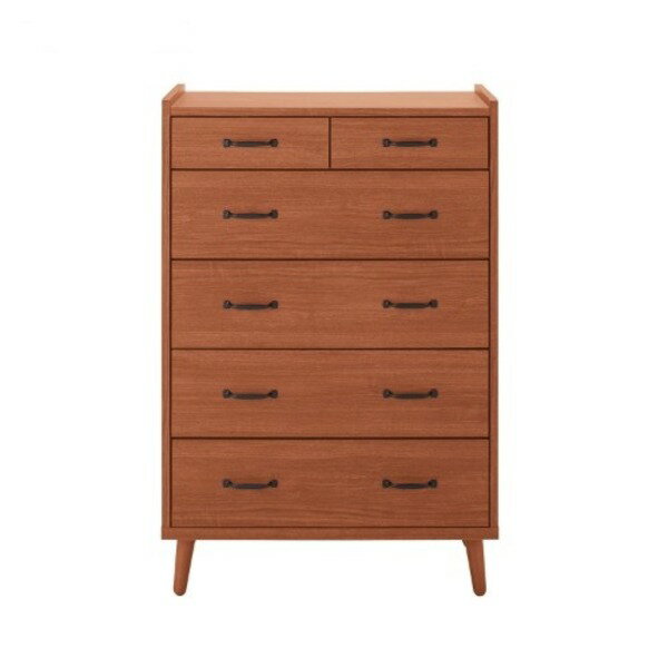 チェスト タンス 幅80cm 5段 チーク 木製脚付 取っ手：ブラック 引き出し 木目調 日本製 リビングチェスト ベッドルーム【代引不可】