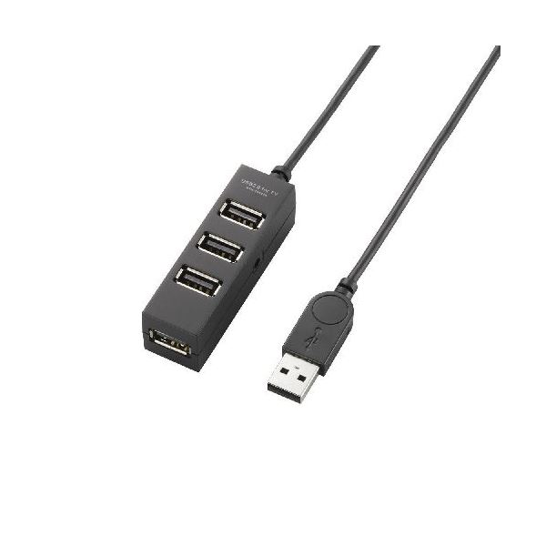 (まとめ)エレコム TV用4ポートUSB2.0ハブ U2H-TV003SBK【×2セット】