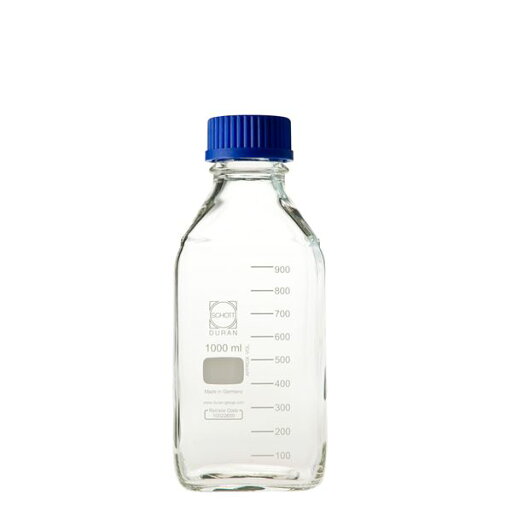 【柴田科学】ねじ口角びん(メジュームびん) 青キャップ付 1L【10個】 017230-1000A 【柴田科学】ねじ口角びん(メジュームびん) 青キャップ付 1L【10個】 017230-1000A