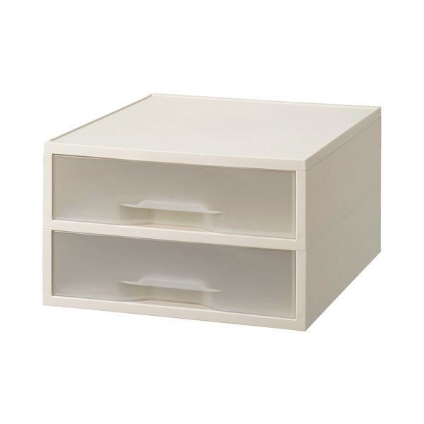 （まとめ） 岩崎工業 PP製引き出しケース A4タテ 浅型2段 ホワイト・クリア ST6101CW 1台 【×3セット】