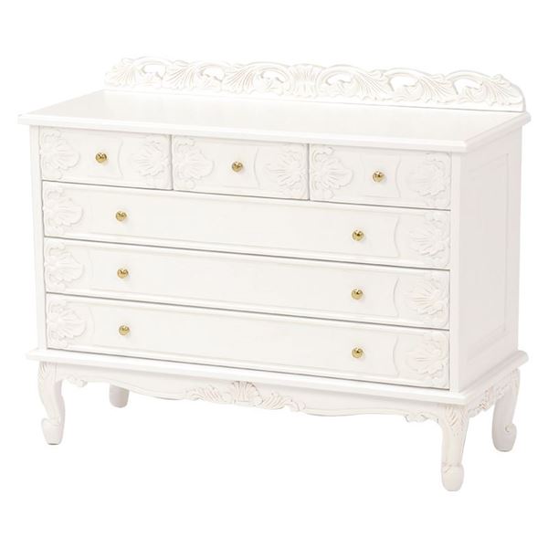 チェスト タンス 4段 約幅105cm アンティークホワイト 木製 猫脚付き ヴィオレッタシリーズ 完成品 リビング【代引不可】(3)