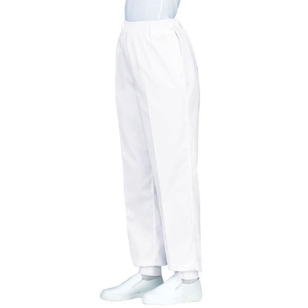 工場用白衣/ユニフォーム 【女子 総ゴムトレパン S/ホワイト】 裾フライス インナーネット付 ノータック workfriend SKH220