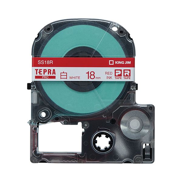(まとめ) キングジム テプラ PRO テープカートリッジ 18mm 白/赤文字 SS18R 1個 【×4セット】