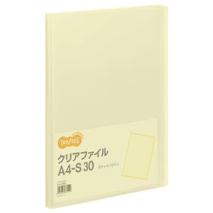 （まとめ） TANOSEE クリアファイル A4タテ 30ポケット 背幅17mm イエロー 1冊 【×30セット】