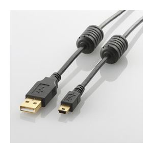 (まとめ)エレコム フェライトコア付きUSB2.0ケーブル U2C-MF10BK【×5セット】のサムネイル