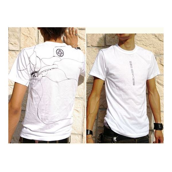 戦国武将Tシャツ 【本多忠勝 蜻蛉切】 3Lサイズ 半袖 ホワイト(白) 〔メンズ 大きいサイズ Uネック お..