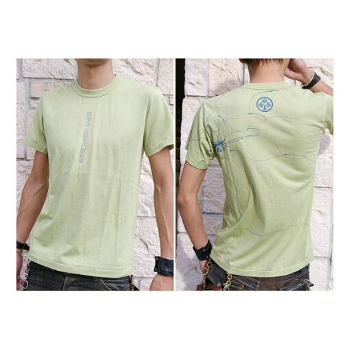 戦国武将Tシャツ 【本多忠勝 蜻蛉切】 XLサイズ 半袖 わさび色(グリーン) 〔メンズ 大きいサイズ Uネック おもしろ〕 戦国武将Tシャツ 【本多忠勝 蜻蛉切】 XLサイズ 半袖 わさび色(グリーン) 〔メンズ 大きいサイズ Uネック おもしろ〕