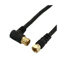 (まとめ)HORIC アンテナケーブル 2m ブラック F型差込式/ネジ式コネクタ L字/ストレートタイプ HAT20-336LSBK【×5セット】(2)