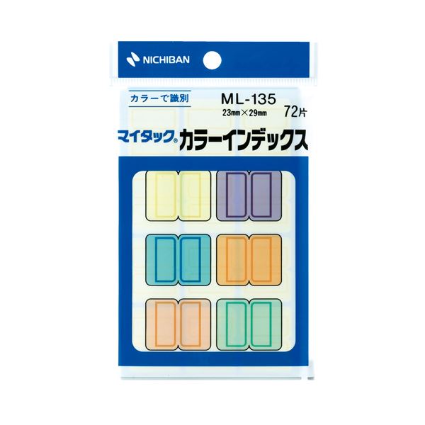 （まとめ） ニチバン マイタック カラーインデックス中 23×29mm 6色 ML-135 1パック（72片：各色12片） 【×50セット】 1