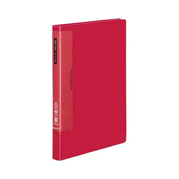 （まとめ）コクヨ クリヤーブック（ウェーブカットポケット・固定式） A4タテ 40ポケット 背幅27mm 赤 ..