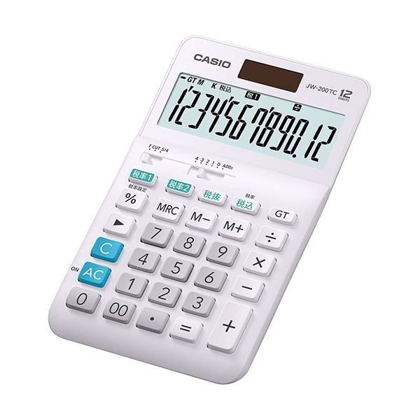 カシオ計算機 CASIO W税率電卓 ジャストタイプ12桁 JW-200TC-N 1