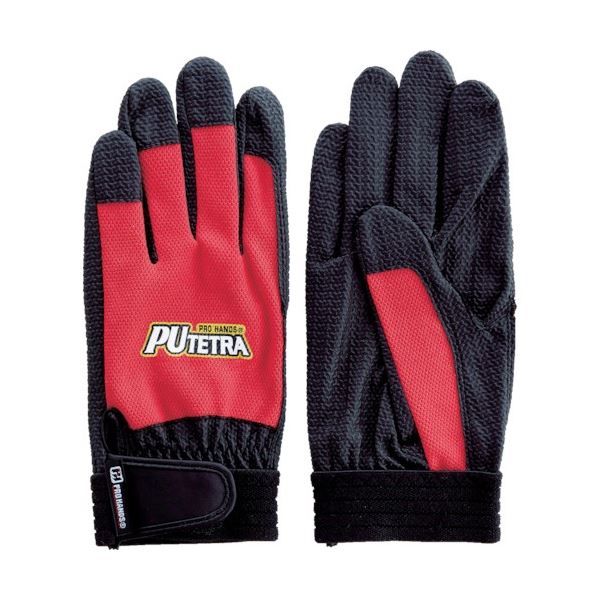 (まとめ) 富士グローブ PUテトラ TE-007 レッド M 0907 1双 【×5セット】