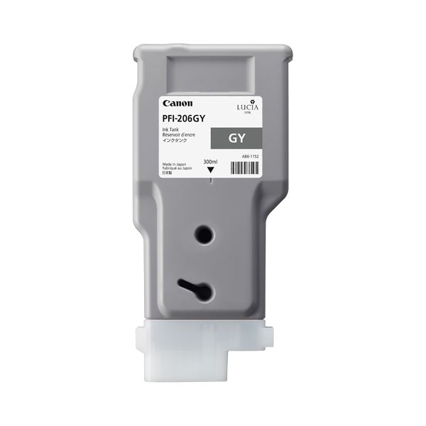 (まとめ) キヤノン Canon インクタンク PFI-206 顔料グレー 300ml 5312B001 1個 【×3セット】