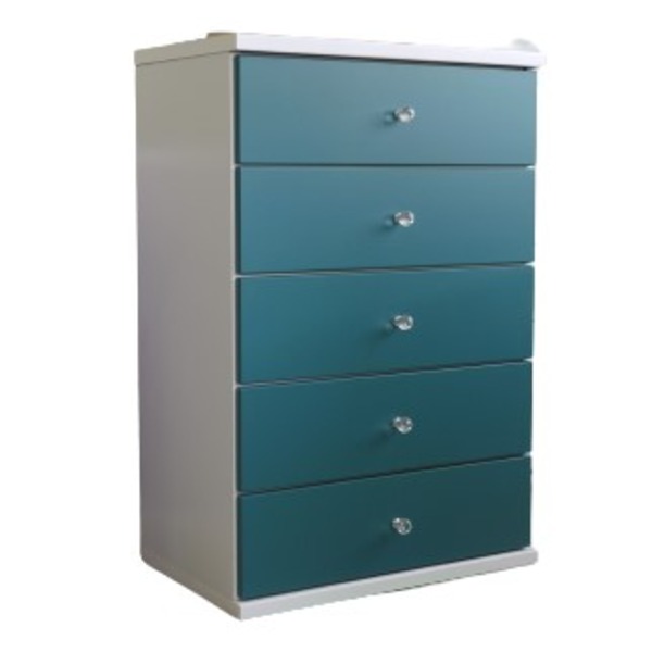 チェスト タンス 幅59.5cm 5段 ターコイズ スライドレール付き コンパクト 日本製 ベッドルーム 寝室 ..