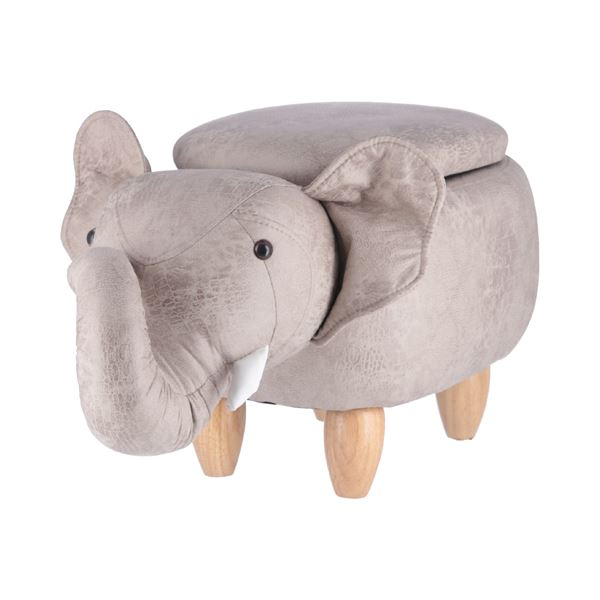 スツール オットマン 約幅70cm ゾウ 動物型 木製 脚付き 収納付き アニマルスツール リビング 子供部屋..