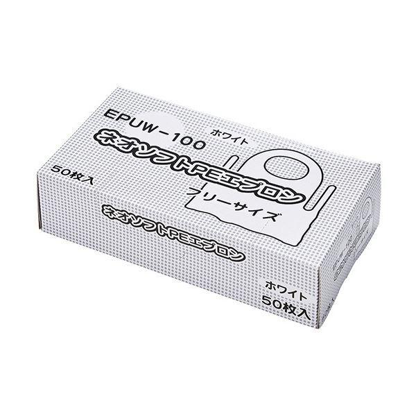 (まとめ) メディテックジャパン ネオソフトPEエプロン ホワイト EPUW-100 1箱(50枚) 【×10セット】