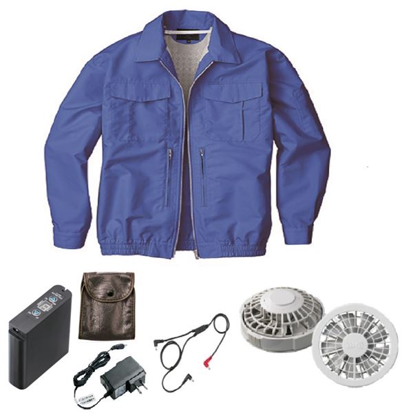 KU92130 空調服 R 綿ポリ混紡 スペーサー一体型 FAN2200G・CBB500ロングケーブル・LIPRO2セット ライト..