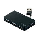 (まとめ)エレコム 4ポートUSBハブ ブラック U2H-YKN4BBK【×5セット】