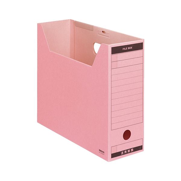 (まとめ) コクヨ ファイルボックス-FS(Bタイプ) A4ヨコ 背幅102mm ピンク フタ付 A4-LFBN-P 1パック(5冊) 【×10セット】