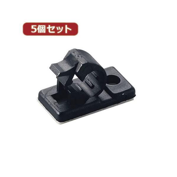 (まとめ)YAZAWA 5個セットケーブルクリップ 内径:12mm 黒 8個入 FKN12X5【×3セット】