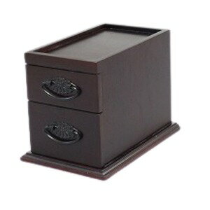 ミニ チェスト 収納棚 2段 約幅18×奥行き27×高さ20cm 木製 桐材 和風 完成品 お仏壇 仏間 リビング【代引不可】