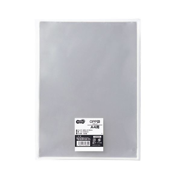 (まとめ) TANOSEE OPP袋 フラット A4用 225×310mm 1パック（100枚） 【×30セット】