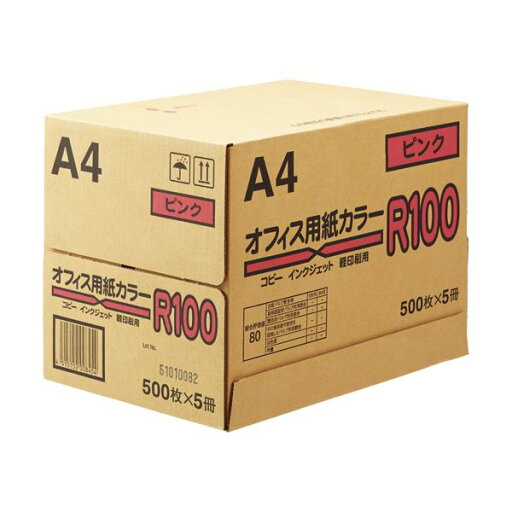 (まとめ)日本紙通商 オフィス用紙カラーR100A4 ピンク 1箱(2500枚:500枚×5冊) 【×2セット】 (まとめ)日本紙通商 オフィス用紙カラーR100A4 ピンク 1箱(2500枚:500枚×5冊) 【×2セット】