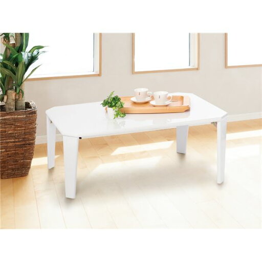 鏡面 折りたたみテーブル/ローテーブル 【ホワイト】 幅90cm×奥行60cm 長方形 シンプル 【完成品】 鏡面 折りたたみテーブル/ローテーブル 【ホワイト】 幅90cm×奥行60cm 長方形 シンプル 【完成品】
