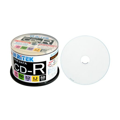 (まとめ) RITEK データ用CD-R 700MB1-52倍速 ホワイトワイドプリンタブル スピンドルケース CD-R700EXWP.50RT C1パック(50枚) 【×10セット】 (まとめ) RITEK データ用CD-R 700MB1-52倍速 ホワイトワイドプリンタブル スピンドルケース CD-R700EXWP.50RT C1パック(50枚) 【×10セット】