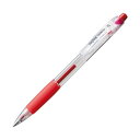 (まとめ)TANOSEE ノック式油性ボールペン(なめらかインク) 0.7mm 赤 (軸色:クリア) 1セット(10本) 【×5セット】(3)