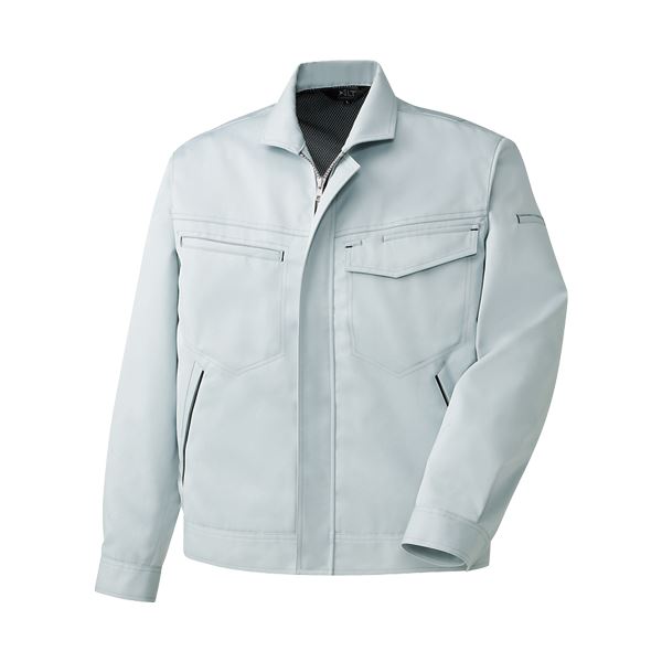 (まとめ）長袖ブルゾン 制電ソフトツイル グレー Sサイズ【×3セット】(4)