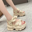 厚底 9cm サンダル レディース リボン スポーツサンダル スポサン ストラップ 靴 カジュアル 美脚 軽量 履きやすい 歩きやすい シューズ 疲れにくい オ...