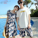ペアルック カップル ペアtシャツ 花柄シャツ パンツ アロハ ワンピース ネイビー 海遊び カップル ペアルック tシャツ ペアお揃い 半袖 夏 ビーチウエア 男 上下セット 夫婦お揃い シャツ アロハ パンツ 記念日 カップルペア 海リゾート 旅行 新婚旅行 夏休み