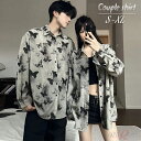 カップル ペア シャツ 花柄 夏 ペアルック tシャツ 蝶 グレー 黒 夏服 半袖 胡蝶 柄シャツ ペア トップス レディース 大きいサイズ 可愛い おしゃれ カップル ブルー メンズ オーバーサイズ ゆったり ジャズダンス リンクコーデ お揃い服 k-pop ダンス衣装 ダンス