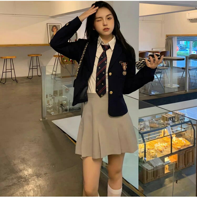 卒服 女の子 卒業式 スーツ 女の子 韓国 制服 卒服 女の子 フォーマル スーツ ゆったりサイズ 5点セット 大きいサイズ なんちゃって制服 セット 韓国 制服 小学生 小学校 入学式 子供スーツ ネクタイ ジャケット スカート シャツ 3