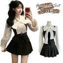 韓国 制服 卒業式 スーツ 女の子 セット ベスト 白シャツ ブラウス スカート リボン チェック プリーツスカート 卒服 フォーマル スーツ 高校生 大きいサ...